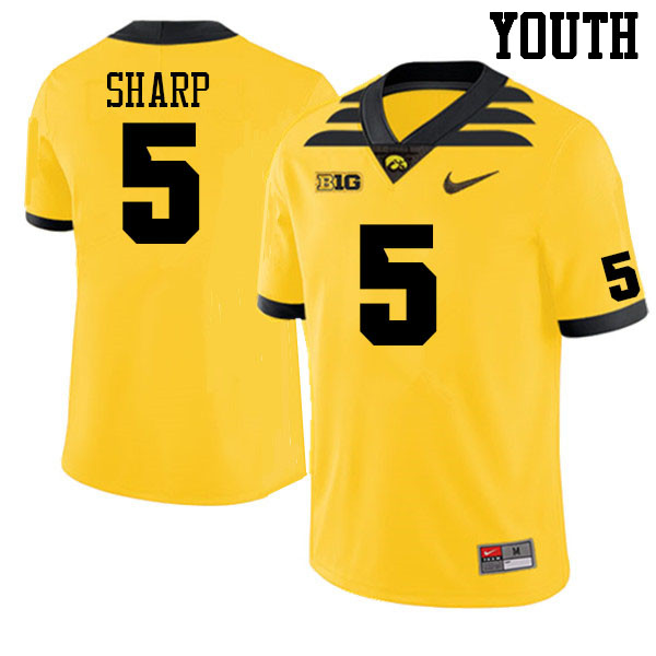 Youth #5 Jack Sharp Iowa Hawkeyes College Football Jerseys Sale-Gold